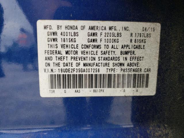 Photo 10 from auction – 2016 ACURA ILX BASE W with VIN 19UDE2F35GA007256
