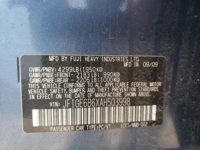 Photo 10 from auction – 2010 SUBARU IMPREZA 2. with VIN JF1GE6B6XAH503998