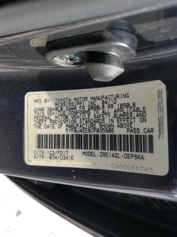 Photo 10 from auction – 2012 TOYOTA COROLLA BA with VIN 5YFBU4EE8CP035906