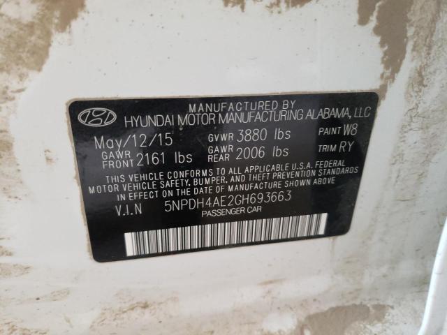 Photo 10 from auction – 2016 HYUNDAI ELANTRA SE with VIN 5NPDH4AE2GH693663
