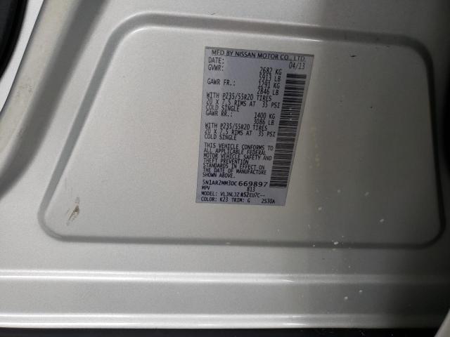 Photo 10 from auction – 2013 NISSAN PATHFINDER with VIN 5N1AR2MM3DC669897