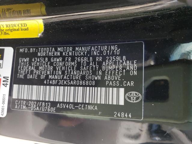 Photo 10 from auction – 2010 TOYOTA CAMRY BASE with VIN 4T4BF3EK5AR086808