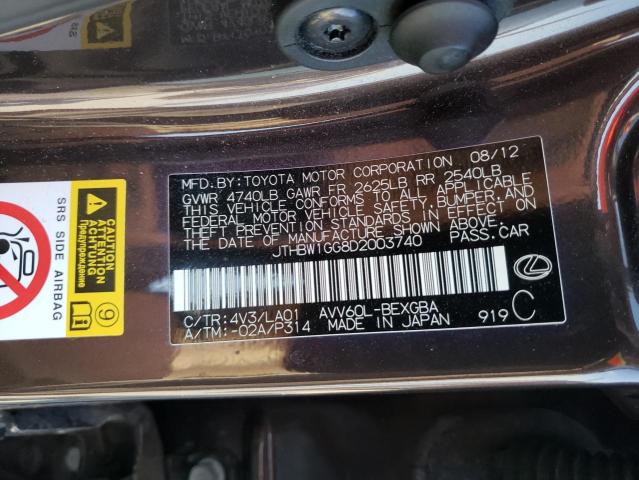 Photo 10 from auction – 2013 LEXUS ES 300H with VIN JTHBW1GG8D2003740