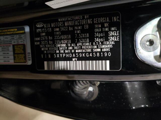 Photo 10 from auction – 2019 KIA SORENTO EX with VIN 5XYPHDA59KG458190