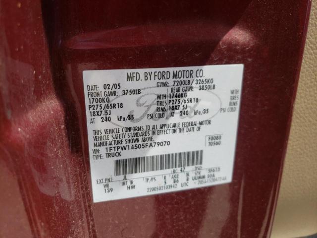 Photo 10 from auction – 2005 FORD F150 SUPER with VIN 1FTPW14505FA79070
