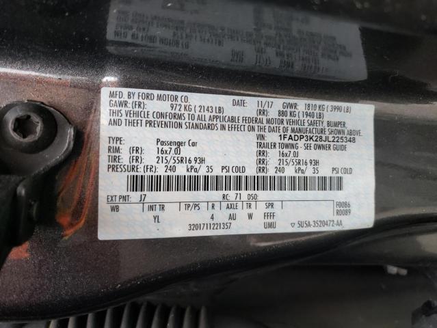 Photo 10 from auction – 2018 FORD FOCUS SE with VIN 1FADP3K28JL225348