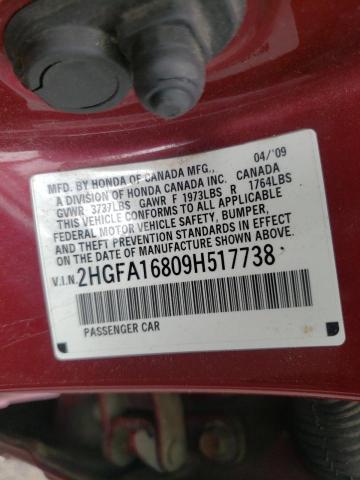 Photo 10 from auction – 2009 HONDA CIVIC EX with VIN 2HGFA16809H517738