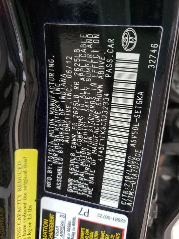 Photo 10 from auction – 2012 TOYOTA CAMRY BASE with VIN 4T4BF1FK8CR232334