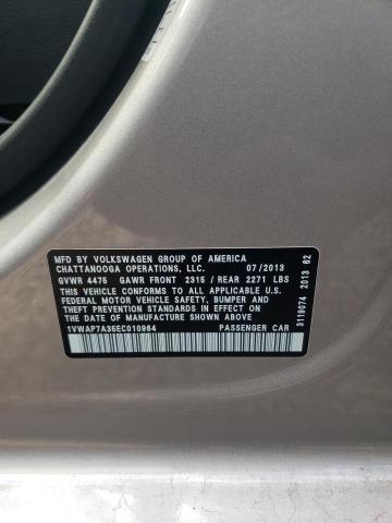Photo 10 from auction – 2014 VOLKSWAGEN PASSAT S with VIN 1VWAP7A35EC010964