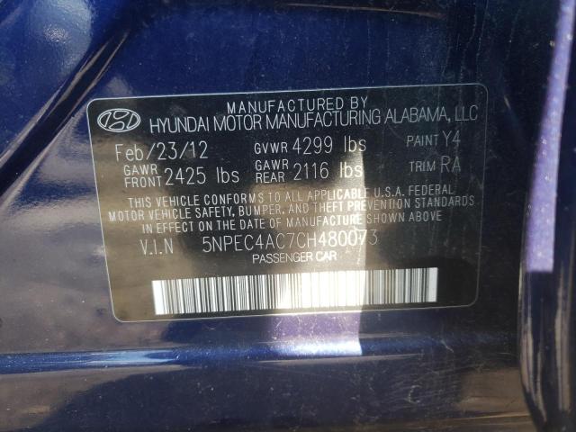 Photo 10 from auction – 2012 HYUNDAI SONATA SE with VIN 5NPEC4AC7CH480073