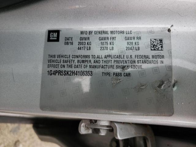Photo 10 from auction – 2017 BUICK VERANO SPO with VIN 1G4PR5SK2H4106353