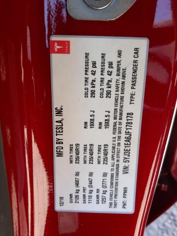 Photo 10 from auction – 2018 TESLA MODEL 3 with VIN 5YJ3E1EA6JF178178