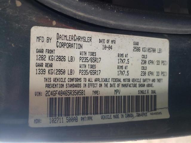 Photo 10 from auction – 2005 CHRYSLER PACIFICA with VIN 2C4GF48465R350581
