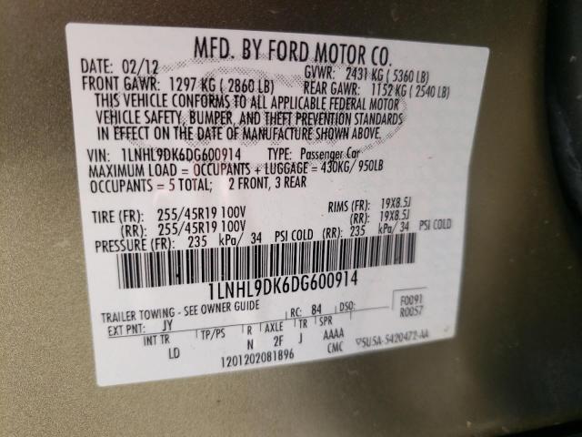 Photo 10 from auction – 2013 LINCOLN MKS with VIN 1LNHL9DK6DG600914