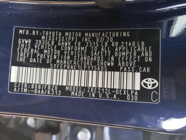 Photo 10 from auction – 2020 TOYOTA COROLLA LE with VIN 5YFEPRAE1LP115605
