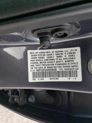 Photo 10 from auction – 2016 HONDA CIVIC LX with VIN 19XFC2F52GE026438