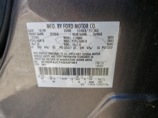 Photo 10 from auction – 2010 FORD EDGE SEL with VIN 2FMDK4JC7ABA41961