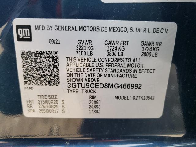 Photo 10 from auction – 2021 GMC SIERRA K15 with VIN 3GTU9CED8MG466992