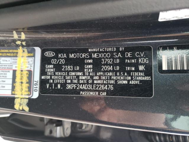 Photo 10 from auction – 2020 KIA FORTE FE with VIN 3KPF24AD3LE226476