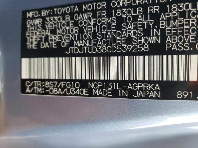 Photo 10 from auction – 2012 TOYOTA YARIS with VIN JTDJTUD38CD539258