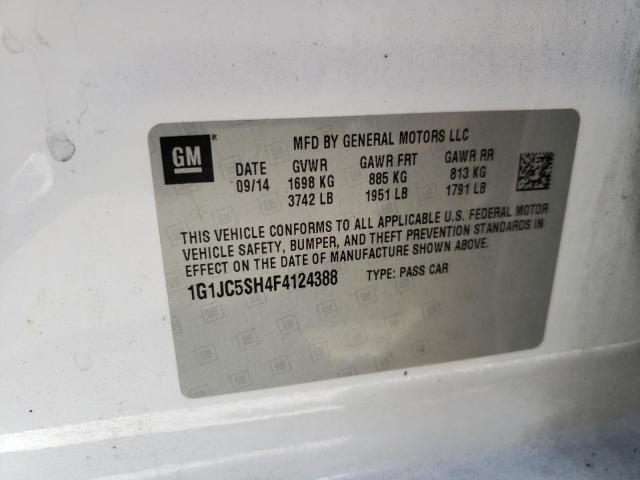 Photo 10 from auction – 2015 CHEVROLET SONIC LT with VIN 1G1JC5SH4F4124388