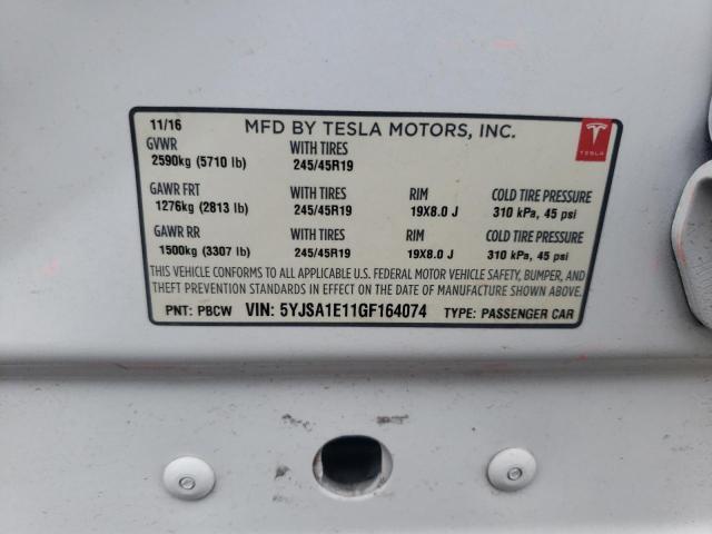 Photo 10 from auction – 2016 TESLA MODEL S with VIN 5YJSA1E11GF164074