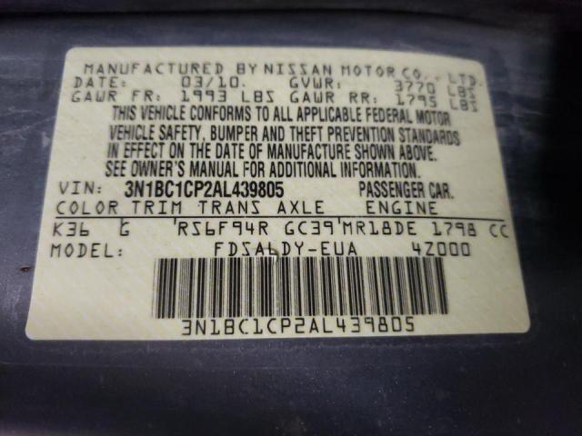 Photo 10 from auction – 2010 NISSAN VERSA S with VIN 3N1BC1CP2AL439805