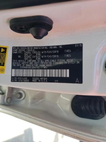 Photo 10 from auction – 2015 TOYOTA HIGHLANDER with VIN 5TDYKRFHXFS064745