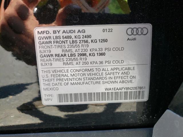 Photo 10 from auction – 2022 AUDI Q5 PREMIUM with VIN WA1EAAFY8N2057851