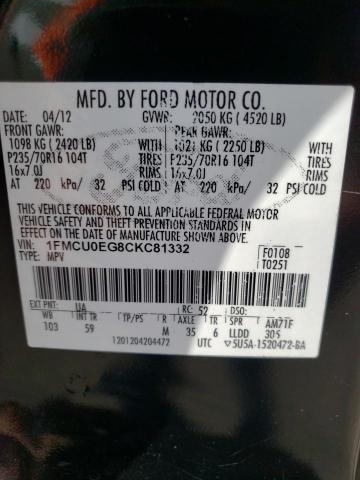 Photo 10 from auction – 2012 FORD ESCAPE LIM with VIN 1FMCU0EG8CKC81332