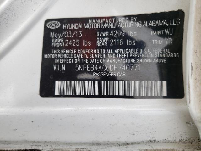 Photo 10 from auction – 2013 HYUNDAI SONATA GLS with VIN 5NPEB4AC0DH740771