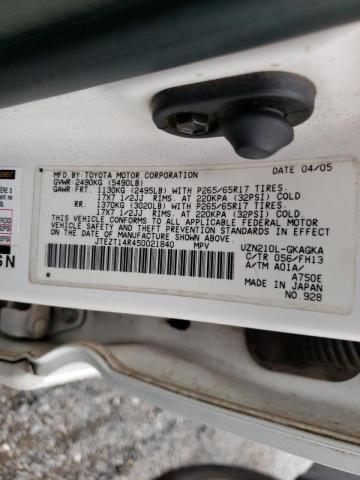 Photo 10 from auction – 2005 TOYOTA 4RUNNER SR with VIN JTEZT14R450021840