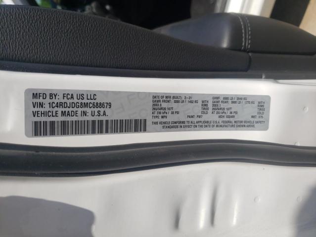 Photo 10 from auction – 2021 DODGE DURANGO GT with VIN 1C4RDJDG8MC688679