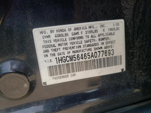 Photo 10 from auction – 2005 HONDA ACCORD with VIN 1HGCM56465A077693