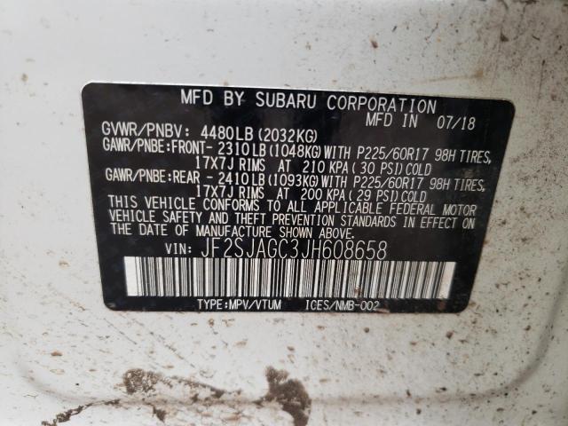 Foto 10 de la subasta – 2018 SUBARU FORESTER 2 con VIN JF2SJAGC3JH608658