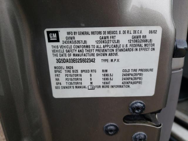 Photo 10 from auction – 2002 BUICK RENDEZVOUS with VIN 3G5DA03E02S602342