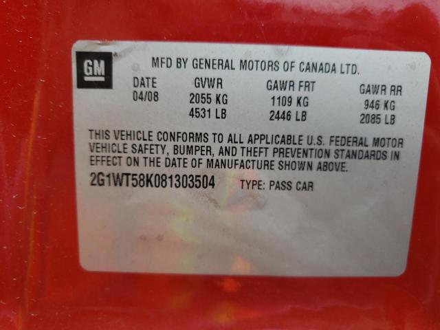 Photo 10 from auction – 2008 CHEVROLET IMPALA LT with VIN 2G1WT58K081303504