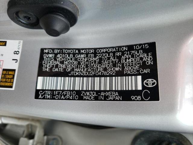 Photo 10 from auction – 2015 TOYOTA PRIUS with VIN JTDKN3DU2F0478292