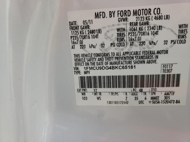 Photo 10 from auction – 2011 FORD ESCAPE XLT with VIN 1FMCU9DG4BKC65181