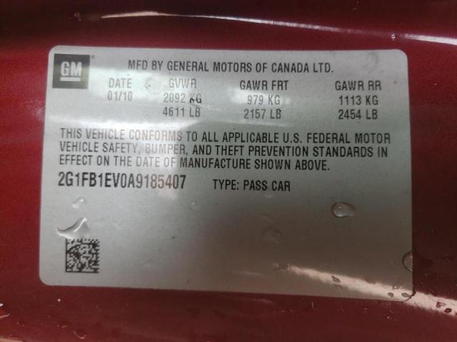 Photo 10 from auction – 2010 CHEVROLET CAMARO LT with VIN 2G1FB1EV0A9185407