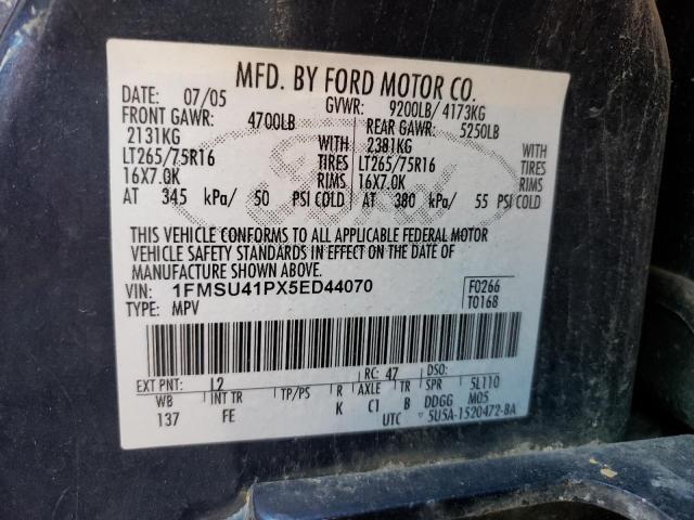 Photo 10 from auction – 2005 FORD EXCURSION with VIN 1FMSU41PX5ED44070