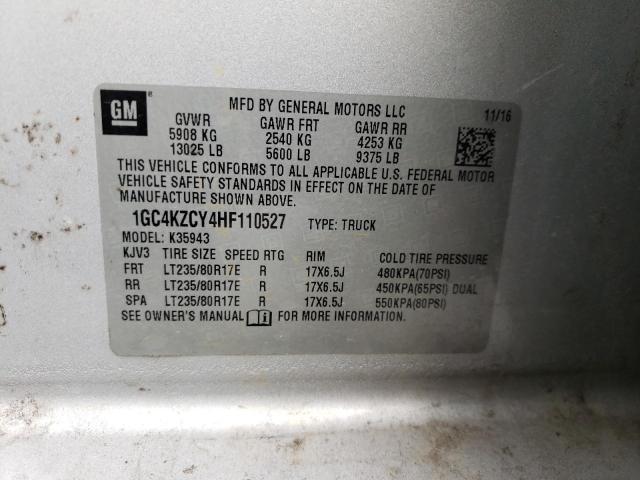 Photo 10 from auction – 2017 CHEVROLET SILVERADO with VIN 1GC4KZCY4HF110527