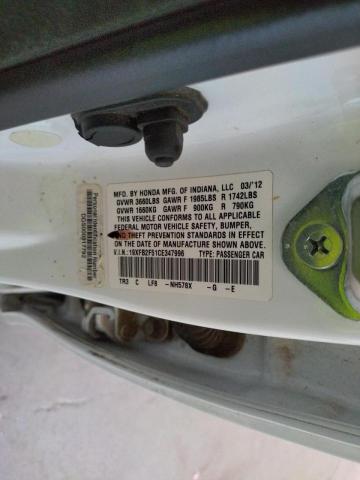 Photo 10 from auction – 2012 HONDA CIVIC LX with VIN 19XFB2F51CE347996