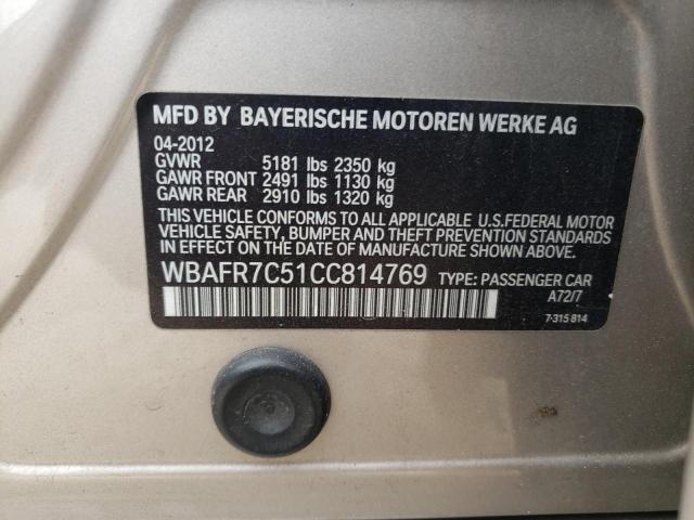 Photo 10 from auction – 2012 BMW 535 I with VIN WBAFR7C51CC814769