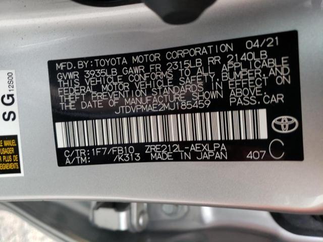 Photo 10 from auction – 2021 TOYOTA COROLLA LE with VIN JTDVPMAE2MJ185459