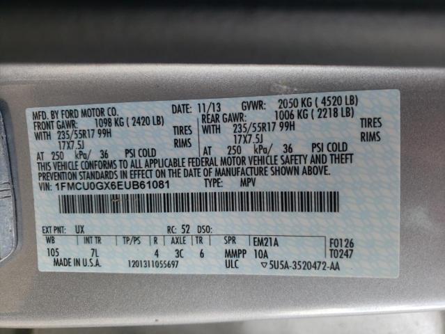 Photo 10 from auction – 2014 FORD ESCAPE SE with VIN 1FMCU0GX6EUB61081