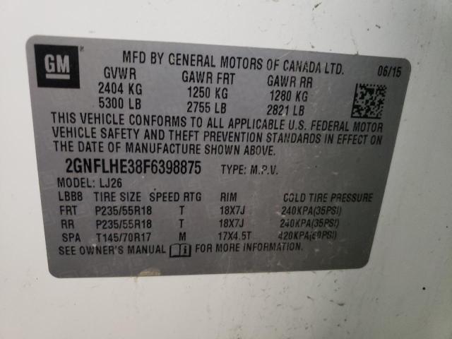 Photo 10 from auction – 2015 CHEVROLET EQUINOX LT with VIN 2GNFLHE38F6398875