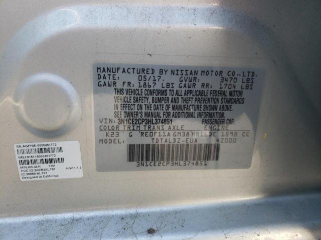 Photo 10 from auction – 2017 NISSAN VERSA NOTE with VIN 3N1CE2CP3HL374851