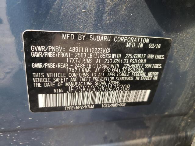 Zdjęcie 10 z aukcji – 2019 SUBARU FORESTER P z VIN JF2SKAGC9KH428308