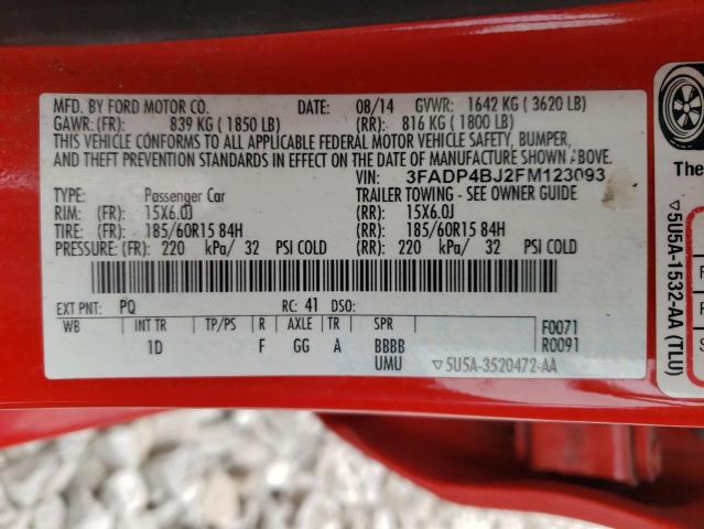 Photo 10 from auction – 2015 FORD FIESTA SE with VIN 3FADP4BJ2FM123093